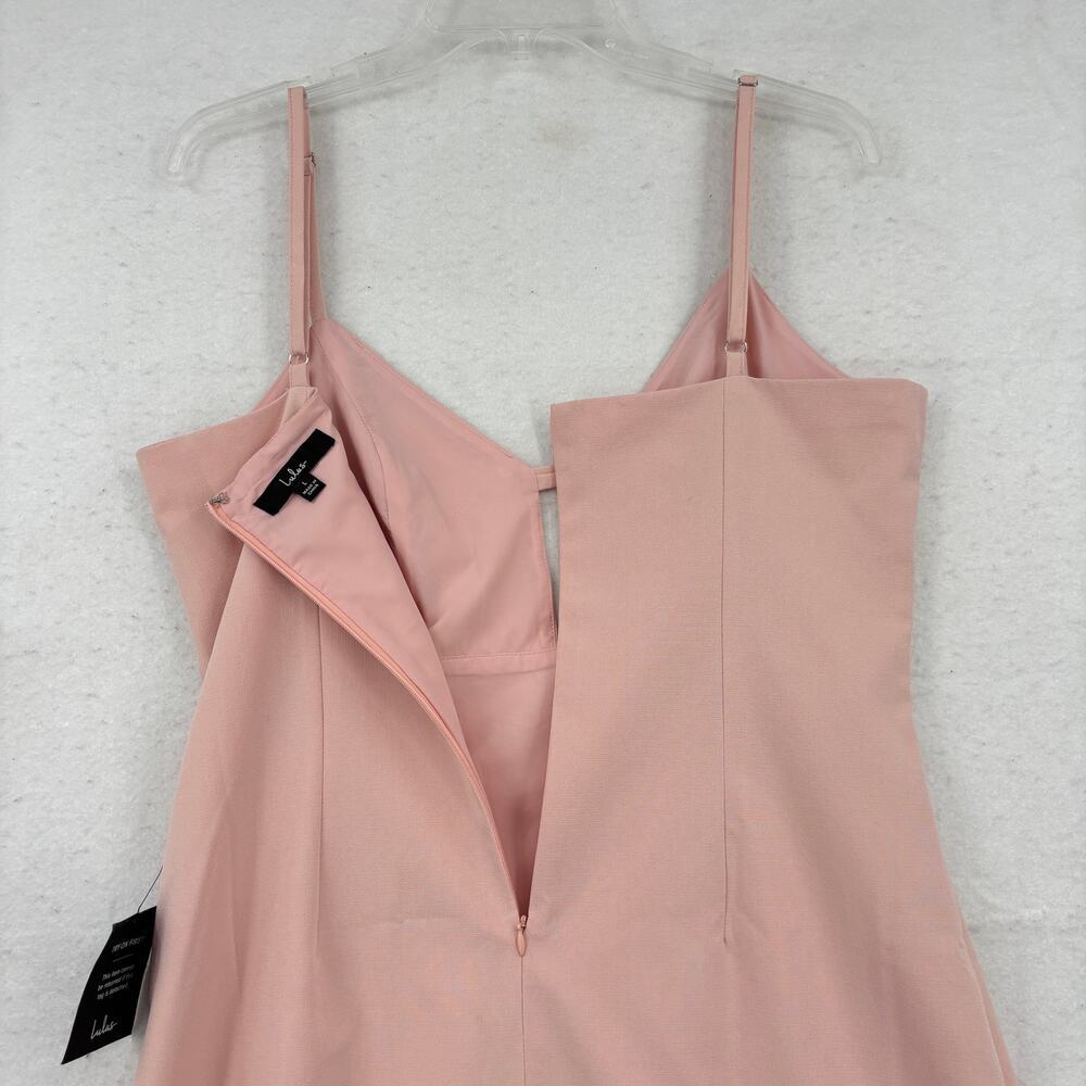 Lulus Mini Dress Size L Blush Pink Lined Keyhole Neck Back Zip Stretch - Picture 5 of 8